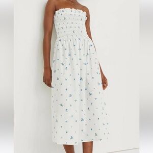 H&M Floral Strapless Midi Dress